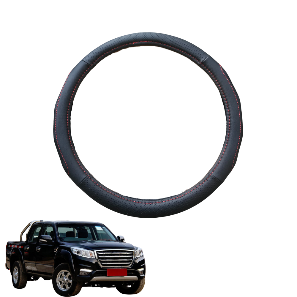 Steering Wheel Cover for GWM Haval Steed Dual Cab 2017 - 2022 (Wingle 6) - Black Microfiber Leather - Circle 38 cm