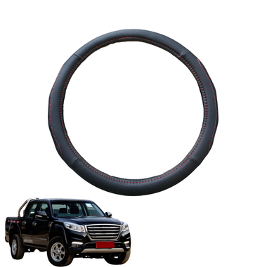 Steering Wheel Cover for GWM Haval Steed Dual Cab 2017 - 2022 (Wingle 6) - Black Microfiber Leather - Circle 38 cm