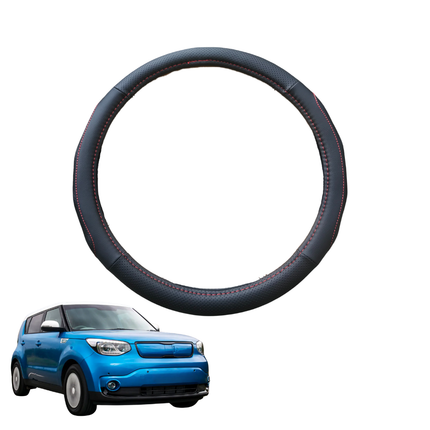Steering Wheel Cover for Kia Soul 2014 - 2019 - Black Microfiber Leather - Circle 38 cm