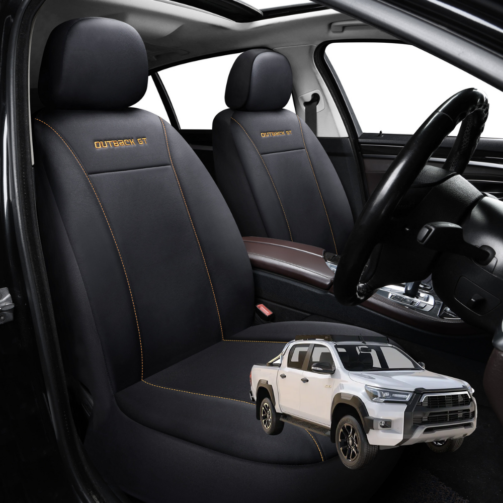 Car Front Seat Cover for Toyota Hilux Double Cab 2015 - Current  - Black