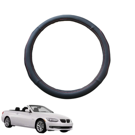 Steering Wheel Cover for BMW 3 Series 2005 - 2013 Coupe/Convertible (E92 E93) - Black Microfiber Leather - Circle 38 cm