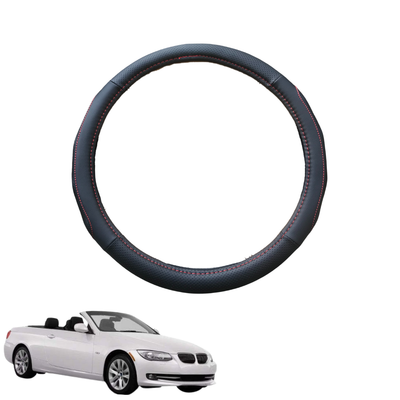Steering Wheel Cover for BMW 3 Series 2005 - 2013 Coupe/Convertible (E92 E93) - Black Microfiber Leather - Circle 38 cm