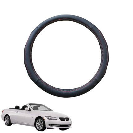 Steering Wheel Cover for BMW 3 Series 2005 - 2013 Coupe/Convertible (E92 E93) - Black Microfiber Leather - Circle 38 cm
