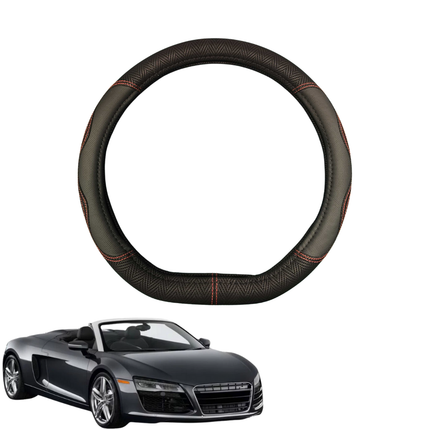 Steering Wheel Cover for Audi R8 2006 - 2015 - Black Microfiber Leather - D-Shape 38 cm