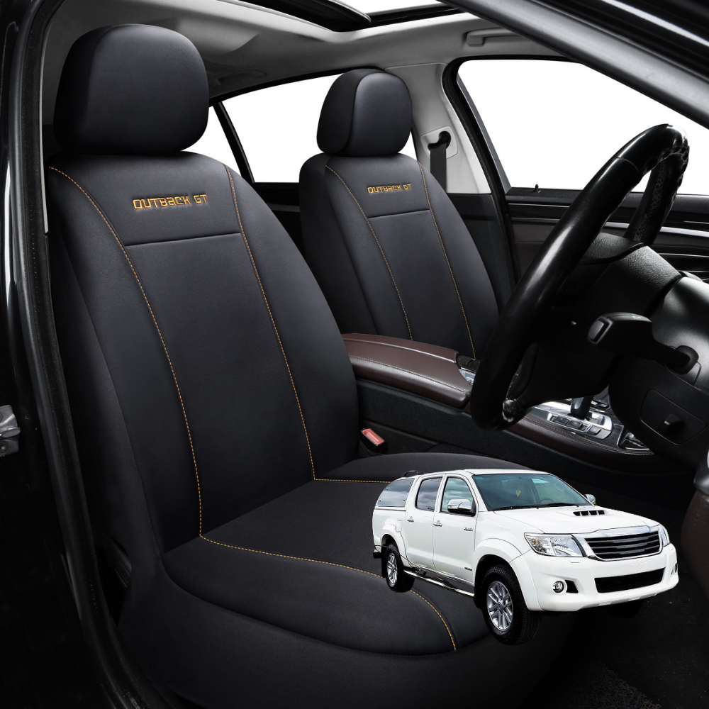 Car Front Seat Cover for Toyota Hilux Double Cab 2005 - 2015  - Black