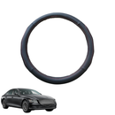 Steering Wheel Cover for Genesis G80 Electrified 2021 - Current - Black Microfiber Leather - Circle 38 cm-1