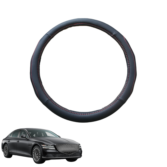 Steering Wheel Cover for Genesis G80 Electrified 2021 - Current - Black Microfiber Leather - Circle 38 cm