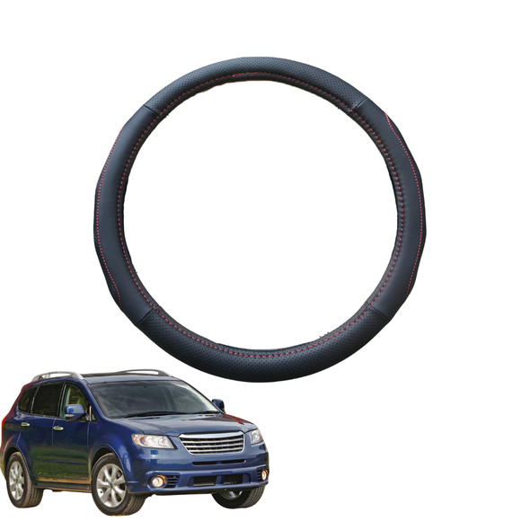 Steering Wheel Cover for Subaru Tribeca 2005 - 2014 (B9) - Black Microfiber Leather - Circle 38 cm