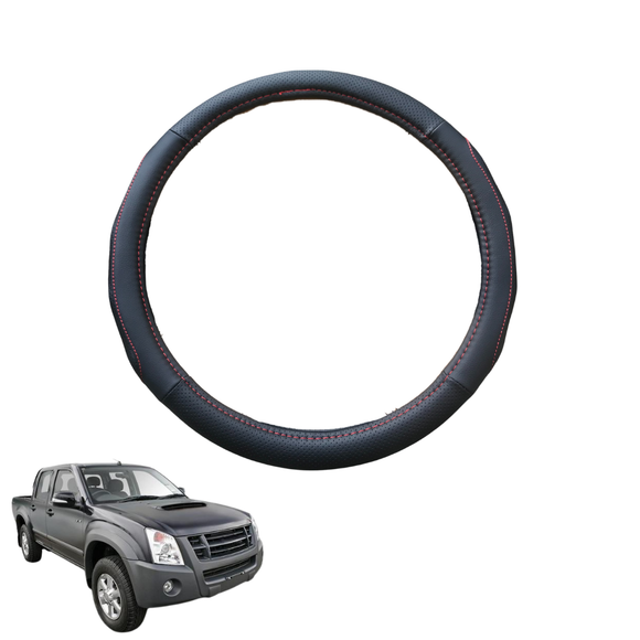 Steering Wheel Cover for Isuzu D-Max Crew Cab 2011 - 2020 (RT50/85) - Black Microfiber Leather - Circle 38 cm