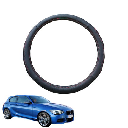Steering Wheel Cover for BMW 1 Series 3-Door 2011 - 2019 (F21) - Black Microfiber Leather - Circle 38 cm