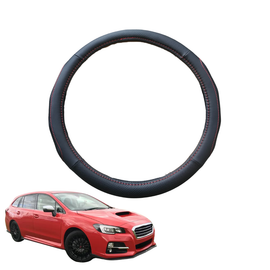 Steering Wheel Cover for Subaru Levorg 2011 - 2016 V1 - Black Microfiber Leather - Circle 38 cm