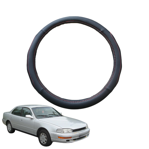Steering Wheel Cover for Toyota Camry 1992 - 1997 (XV10) - Black Microfiber Leather - Circle 38 cm