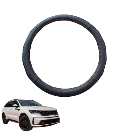Steering Wheel Cover for Kia Sorento 2021 - Current (MQ4) - Black Microfiber Leather - Circle 38 cm