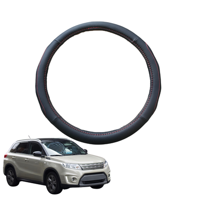 Steering Wheel Cover for Suzuki Vitara 2015 - Current (LY) - Black Microfiber Leather - Circle 38 cm