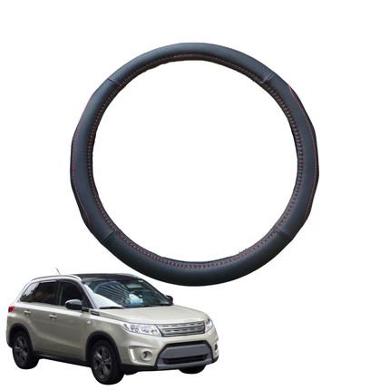 Steering Wheel Cover for Suzuki Vitara 2015 - Current (LY) - Black Microfiber Leather - Circle 38 cm