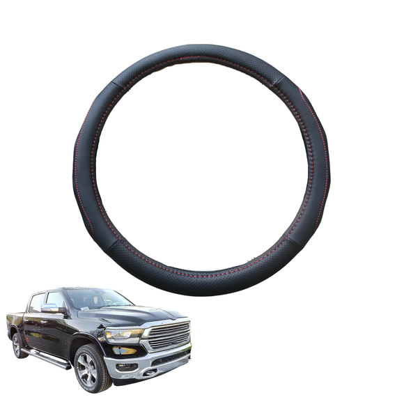 Steering Wheel Cover for RAM 1500 Limited 2019 - Current (DT) - Black Microfiber Leather - Circle 38 cm