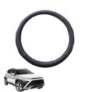 Steering Wheel Cover for Hyundai Kona 2023 - Current (SX2 Hybrid) - Black Microfiber Leather - Circle 38 cm-1