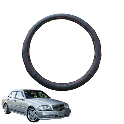 Steering Wheel Cover for Mercedes-Benz C-class 1993 - 2000 (W202) - Black Microfiber Leather - Circle 38 cm