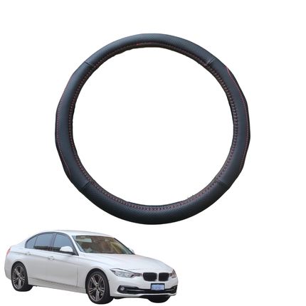 Steering Wheel Cover for BMW 3 Series 2011 - 2018 (F30 F31) - Black Microfiber Leather - Circle 38 cm