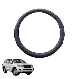 Steering Wheel Cover for Toyota LandCruiser 200 2012 - 2021 (GX GXL) - Black Microfiber Leather - Circle 38 cm