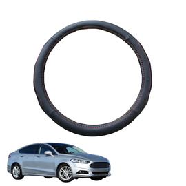 Steering Wheel Cover for Ford Mondeo 2012 - 2015 (MK4) - Black Microfiber Leather - Circle 38 cm