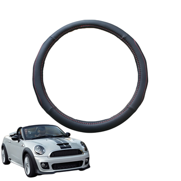 Steering Wheel Cover for MINI Coupe/Roadster 2012 - 2015 - Black Microfiber Leather - Circle 38 cm