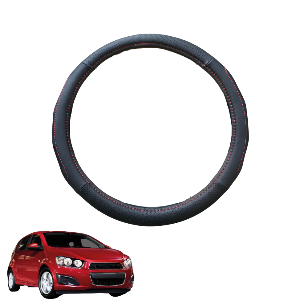 Steering Wheel Cover for Holden Barina 2011 - 2018 (TM) - Black Microfiber Leather - Circle 38 cm