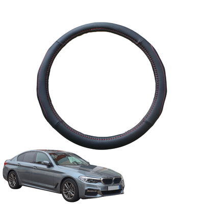 Steering Wheel Cover for BMW 5 Series 2017 - 2023 (G30 G31 G38) - Black Microfiber Leather - Circle 38 cm