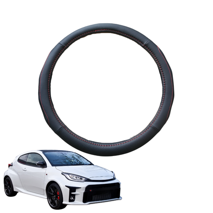 Steering Wheel Cover for Toyota GR Yaris 2021 - Current - Black Microfiber Leather - Circle 38 cm