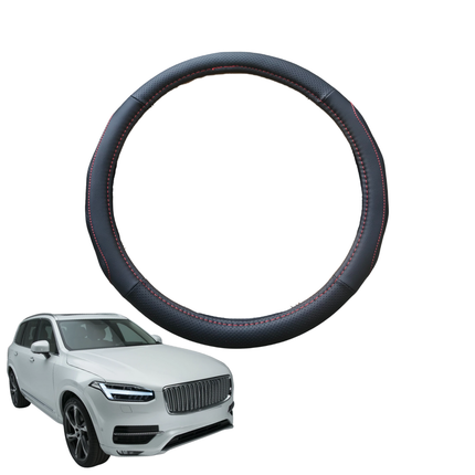 Steering Wheel Cover for Volvo XC90 2015 - Current Mk II - Black Microfiber Leather - Circle 38 cm