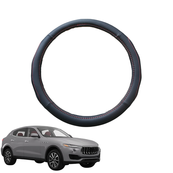 Steering Wheel Cover for Maserati Levante 2017 - 2024 - Black Microfiber Leather - Circle 38 cm