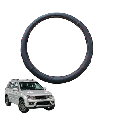 Steering Wheel Cover for Suzuki Grand Vitara 2015 - 2019 JT - Black Microfiber Leather - Circle 38 cm