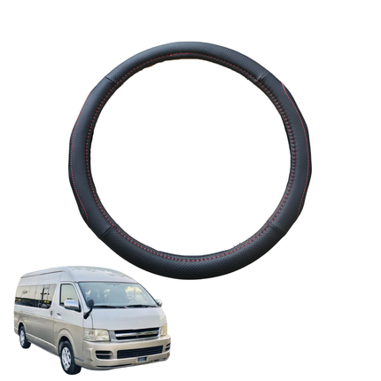 Steering Wheel Cover for Toyota Hiace Van 2005 - 2018 (Crew) - Black Microfiber Leather - Circle 38 cm