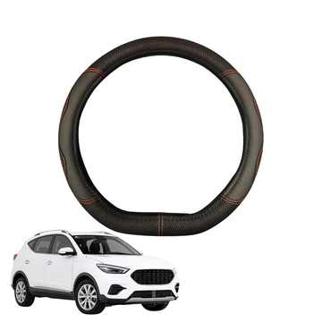 Steering Wheel Cover for MG ZS ZST 2017 - Current AZS1 - Black Microfiber Leather - D-Shape 38 cm