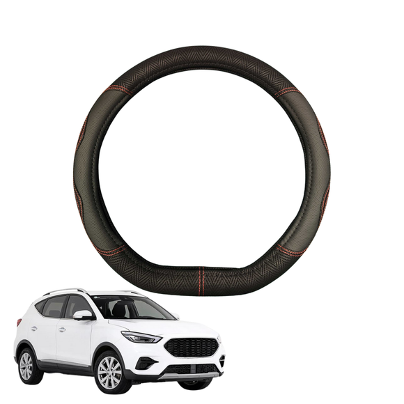 Steering Wheel Cover for MG ZS ZST 2017 - Current AZS1 - Black Microfiber Leather - D-Shape 38 cm