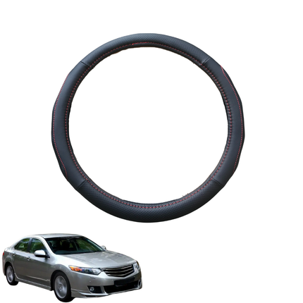 Steering Wheel Cover for Honda Accord Euro 2008 - 2014 CU - Black Microfiber Leather - Circle 38 cm
