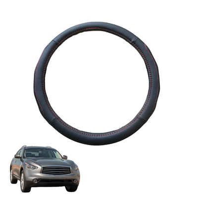 Steering Wheel Cover for Infiniti QX70 2014 - 2020 - Black Microfiber Leather - Circle 38 cm