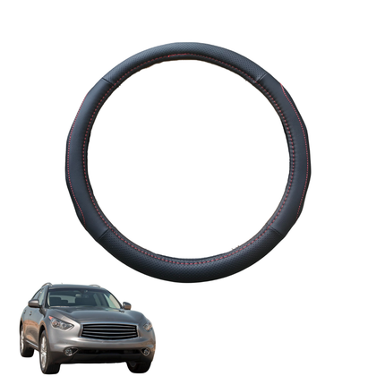 Steering Wheel Cover for Infiniti QX70 2014 - 2020 - Black Microfiber Leather - Circle 38 cm