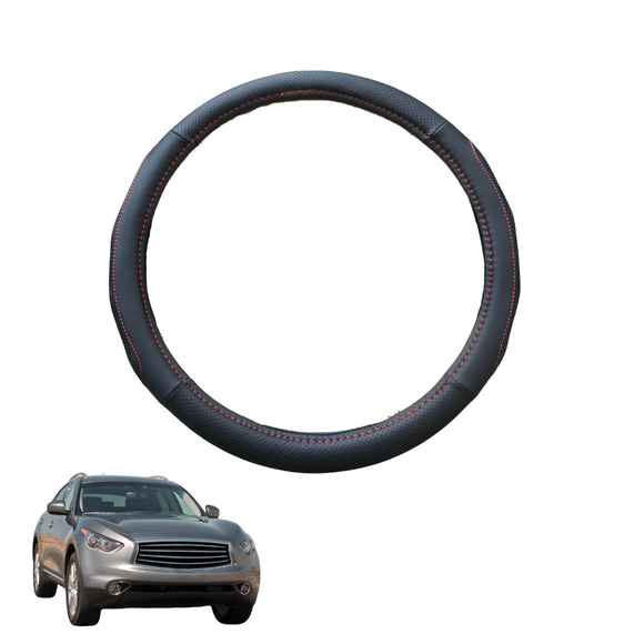 Steering Wheel Cover for Infiniti QX70 2014 - 2020 - Black Microfiber Leather - Circle 38 cm