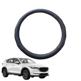 Steering Wheel Cover for Mazda CX-5 2017 - Current (KF) - Black Microfiber Leather - Circle 38 cm