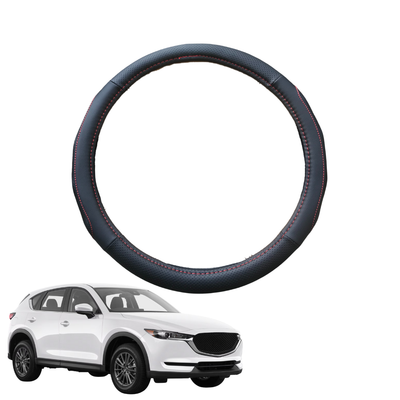 Steering Wheel Cover for Mazda CX-5 2017 - Current (KF) - Black Microfiber Leather - Circle 38 cm