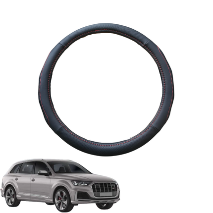Steering Wheel Cover for Audi Q7 SQ7 2015 - Current 4M - Black Microfiber Leather - Circle 38 cm