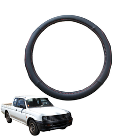 Steering Wheel Cover for Mitsubishi Triton Club Cab 1996 - 2006 (MK) - Black Microfiber Leather - Circle 38 cm