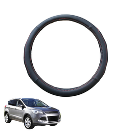 Steering Wheel Cover for Ford Kuga TF 2012 - 2016 TE - Black Microfiber Leather - Circle 38 cm