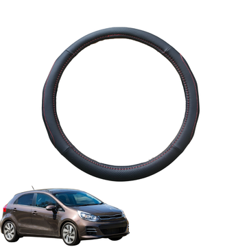 Steering Wheel Cover for Kia Rio 2016 - Current (YB SC) - Black Microfiber Leather - Circle 38 cm