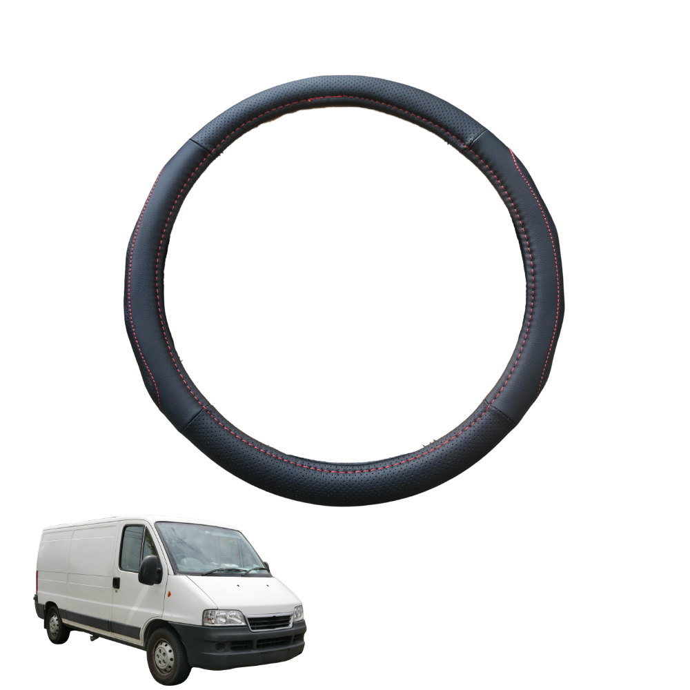 Steering Wheel Cover for FIAT Ducato 2006 - Current - Black Microfiber Leather - Circle 38 cm