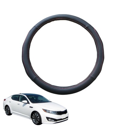 Steering Wheel Cover for Kia Optima 2010 - 2015 (TF) - Black Microfiber Leather - Circle 38 cm