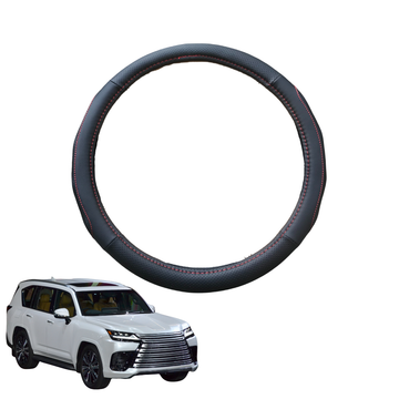 Steering Wheel Cover for Lexus LX 2021 - Current (J300) - Black Microfiber Leather - Circle 38 cm