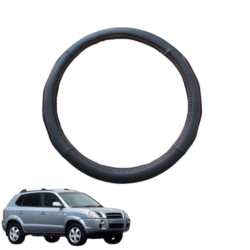 Steering Wheel Cover for Hyundai Tucson 2004 - 2009 JM - Black Microfiber Leather - Circle 38 cm