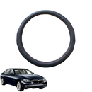 Steering Wheel Cover for BMW 7 Series 2009 - 2015 (F01 F02 F03 F04) - Black Microfiber Leather - Circle 38 cm-1